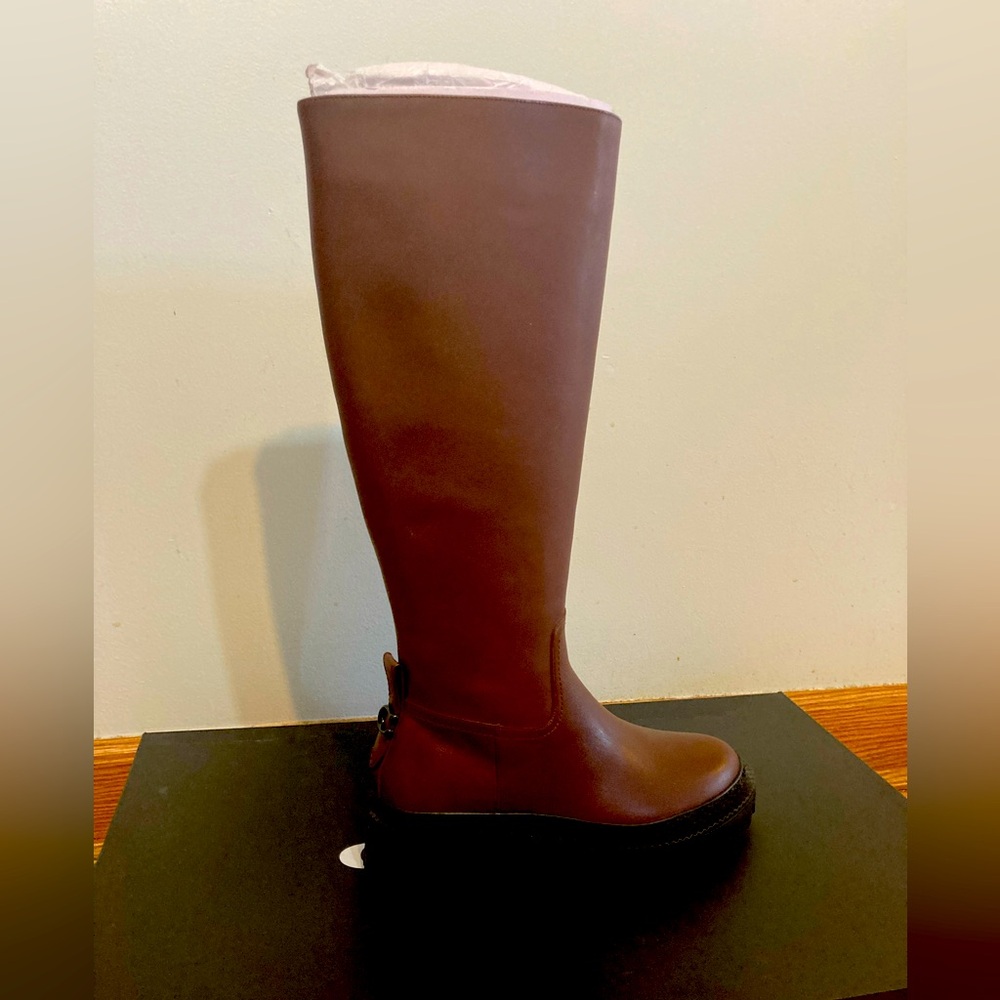 Coach Women’s Julietta Leather Boot Knee High , Walnut, size 7